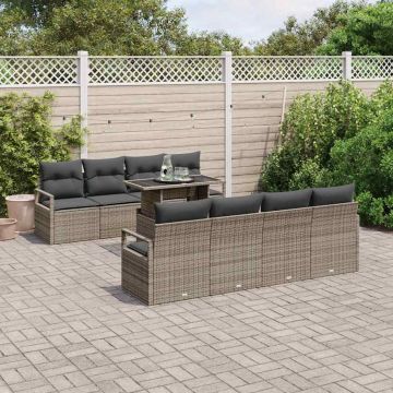 vidaXL Set de canapele pentru grădină cu pernă 7 pcs Gri
