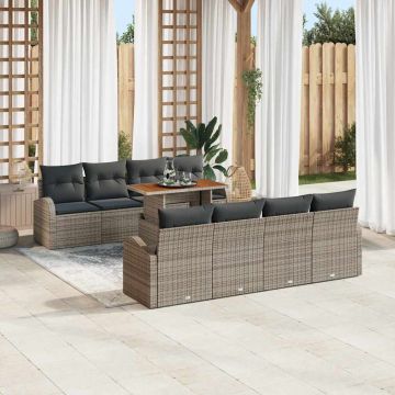 vidaXL Set de canapele pentru grădină cu pernă 7 pcs Gri
