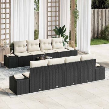 vidaXL Set de canapele pentru grădină cu pernă 7 pcs negru și crem