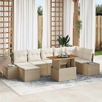 vidaXL Set de canapele pentru grădină cu pernă 8 pcs Bej și crem
