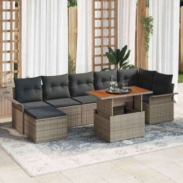 vidaXL Set de canapele pentru grădină cu pernă 8 pcs Gri