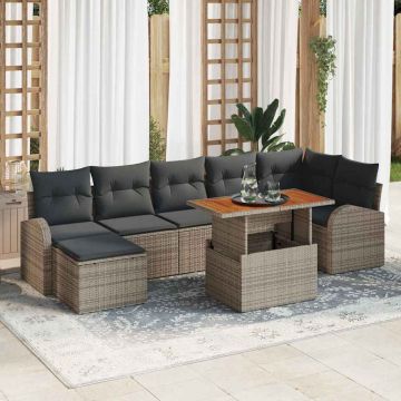 vidaXL Set de canapele pentru grădină cu pernă 8 pcs Gri