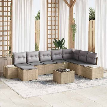 vidaXL Set de canapele pentru grădină cu pernă 9 pcs 319 x 209 x 85 cm
