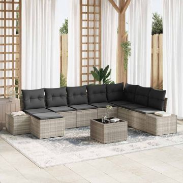 vidaXL Set de canapele pentru grădină cu pernă 9 pcs 319 x 209 x 85 cm
