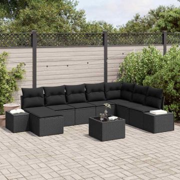 vidaXL Set de canapele pentru grădină cu pernă 9 pcs 319 x 209 x 85 cm