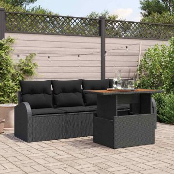 vidaXL Set de canapele pentru grădină cu pernă Manual 5 pcs Negru