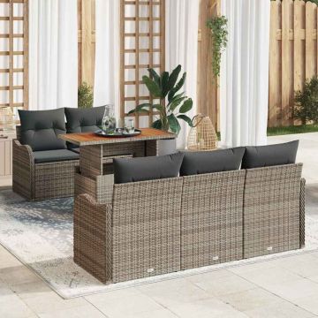 vidaXL Set de canapele pentru grădină cu pernă Manual 6 pcs Gri
