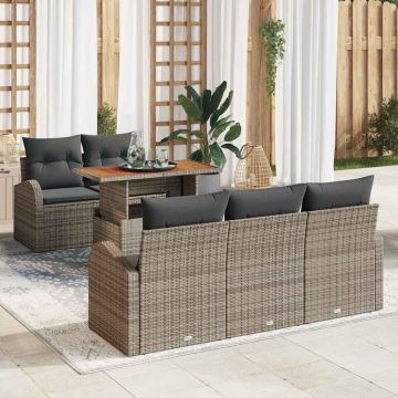 vidaXL Set de canapele pentru grădină cu pernă Manual 6 pcs Gri