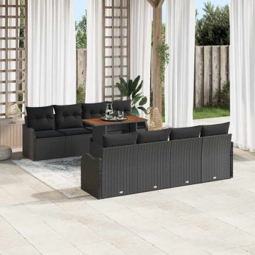 vidaXL Set de canapele pentru grădină cu pernă Manual 7 pcs Negru