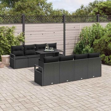 vidaXL Set de canapele pentru grădină cu pernă Manual 7 pcs Negru