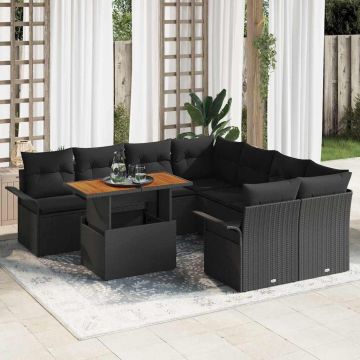 vidaXL Set de canapele pentru grădină cu pernă Negru