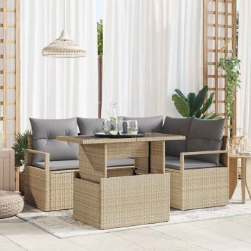 vidaXL Set de canapele pentru grădină Manual 5 pcs bej și gri deschis
