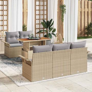 vidaXL Set de canapele pentru grădină Manual 6 pcs bej și gri deschis