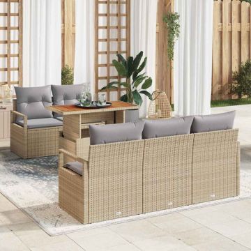 vidaXL Set de canapele pentru grădină Manual 6 pcs bej și gri deschis