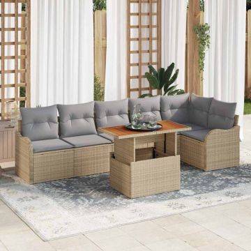 vidaXL Set de canapele pentru grădină Manual 7 pcs bej și gri deschis