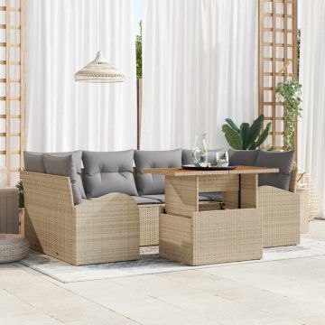 vidaXL Set de canapele pentru grădină Manual 7 pcs bej și gri deschis
