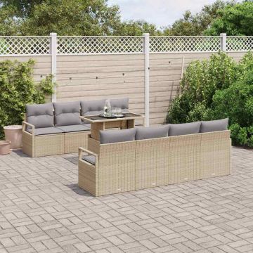 vidaXL Set de canapele pentru grădină Manual 7 pcs bej și gri deschis