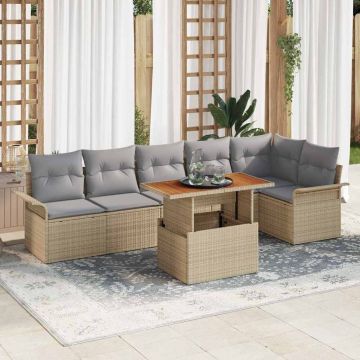 vidaXL Set de canapele pentru grădină Manual 7 pcs bej și gri deschis