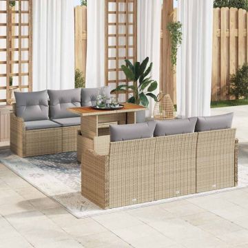 vidaXL Set de canapele pentru grădină Manual 7 pcs bej și gri deschis