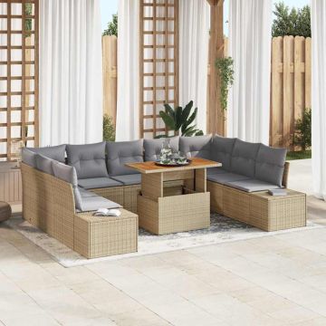 vidaXL Set de masă pentru grădină 10 pcs Bej și gri 100 x 55 x 73 cm