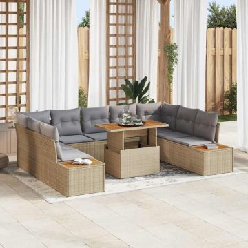 vidaXL Set de masă pentru grădină 10 pcs Bej și gri 100 x 55 x 73 cm