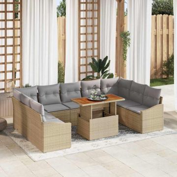 vidaXL Set de masă pentru grădină 10 pcs Bej și gri 100 x 55 x 73 cm