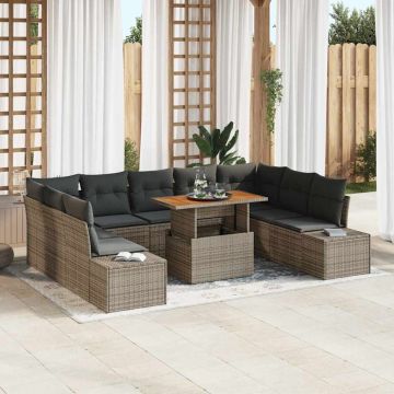 vidaXL Set de masă pentru grădină 10 pcs Gri și Brown 100 x 55 x 73 cm