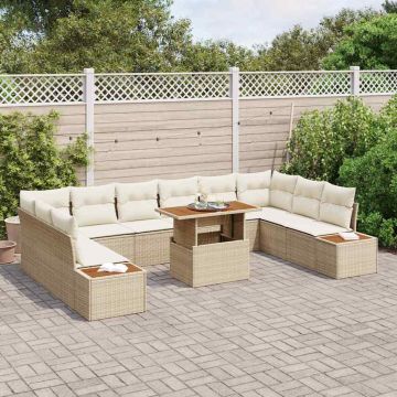 vidaXL Set de masă pentru grădină 11 pcs Bej și crem 100 x 55 x 73 cm