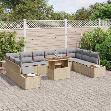 vidaXL Set de masă pentru grădină 11 pcs Bej și gri 100 x 55 x 73 cm
