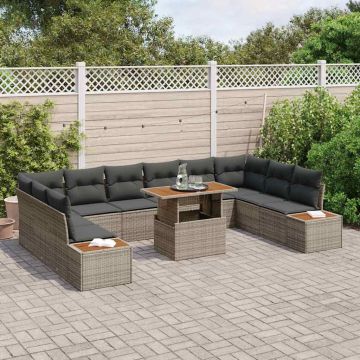 vidaXL Set de masă pentru grădină 11 pcs Gri și Brown 100 x 55 x 73 cm