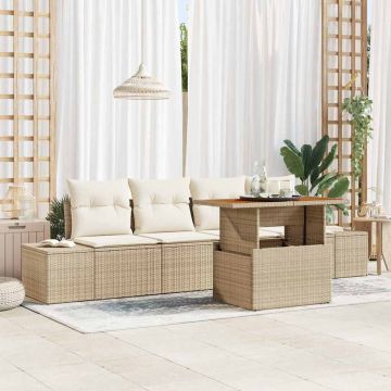 vidaXL Set de masă pentru grădină 5 pcs Bej și crem 100 x 55 x 73 cm