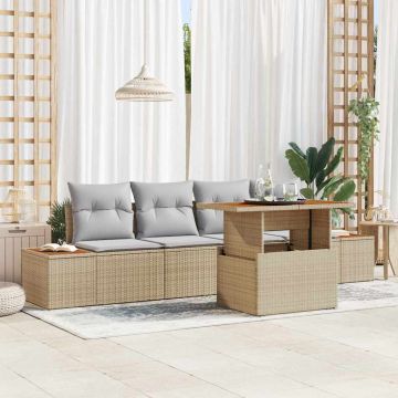 vidaXL Set de masă pentru grădină 5 pcs Bej și gri 100 x 55 x 73 cm
