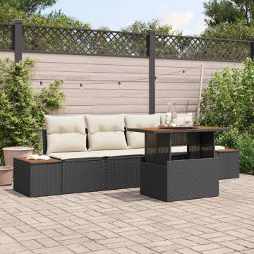 vidaXL Set de masă pentru grădină 5 pcs Negru și Bej 100 x 55 x 73 cm