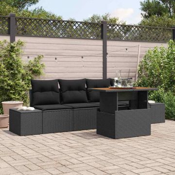 vidaXL Set de masă pentru grădină 5 pcs Negru și Maro 100 x 55 x 73 cm