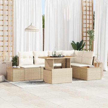 vidaXL Set de masă pentru grădină 6 pcs Bej, crem 100 x 55 x 73 cm