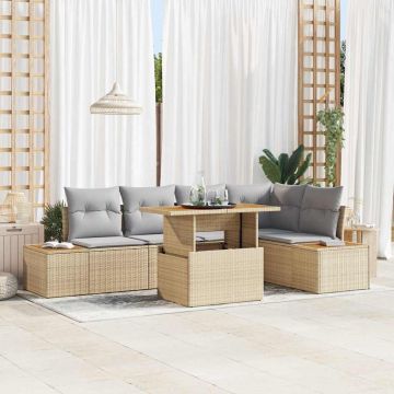 vidaXL Set de masă pentru grădină 6 pcs Bej și gri 100 x 55 x 73 cm
