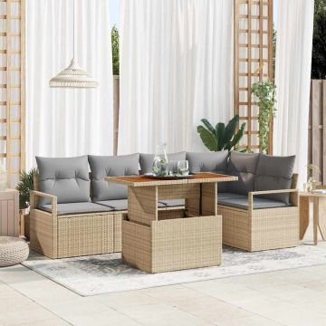 vidaXL Set de masă pentru grădină 6 pcs Bej și gri 100 x 55 x 73 cm