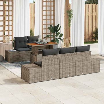 vidaXL Set de masă pentru grădină 6 pcs Gri și Brown 100 x 55 x 73 cm