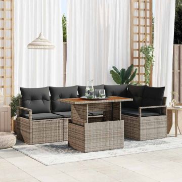 vidaXL Set de masă pentru grădină 6 pcs Gri și Brown 100 x 55 x 73 cm