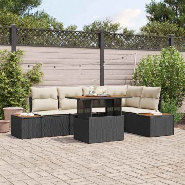 vidaXL Set de masă pentru grădină 6 pcs Negru și Bej 100 x 55 x 73 cm