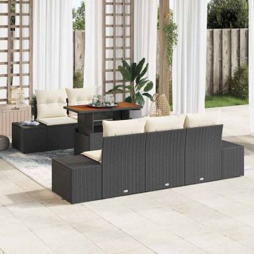 vidaXL Set de masă pentru grădină 6 pcs Negru și Crem 100 x 55 x 73 cm