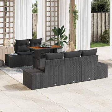 vidaXL Set de masă pentru grădină 6 pcs Negru și Maro 100 x 55 x 73 cm
