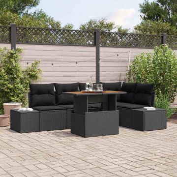 vidaXL Set de masă pentru grădină 6 pcs Negru și Maro 100 x 55 x 73 cm