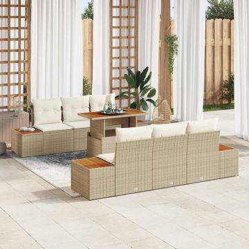 vidaXL Set de masă pentru grădină 7 pcs Bej și crem 100 x 55 x 73 cm