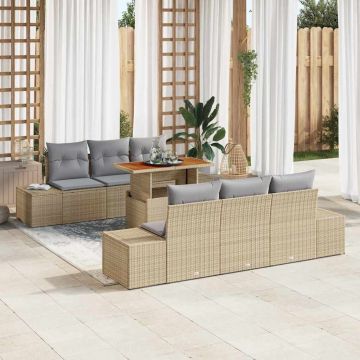 vidaXL Set de masă pentru grădină 7 pcs Bej și gri 100 x 55 x 73 cm