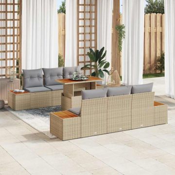 vidaXL Set de masă pentru grădină 7 pcs Bej și gri 100 x 55 x 73 cm