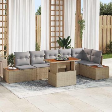 vidaXL Set de masă pentru grădină 7 pcs Bej și gri 100 x 55 x 73 cm