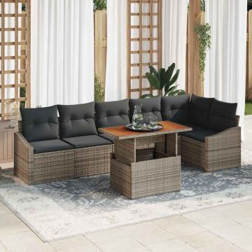 vidaXL Set de masă pentru grădină 7 pcs Gri și Brown 100 x 55 x 73 cm
