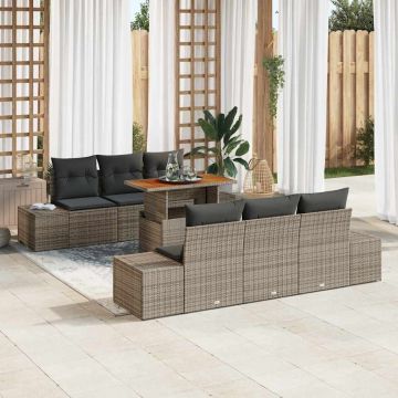 vidaXL Set de masă pentru grădină 7 pcs Gri și Brown 100 x 55 x 73 cm