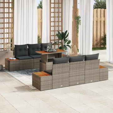 vidaXL Set de masă pentru grădină 7 pcs Gri și Brown 100 x 55 x 73 cm